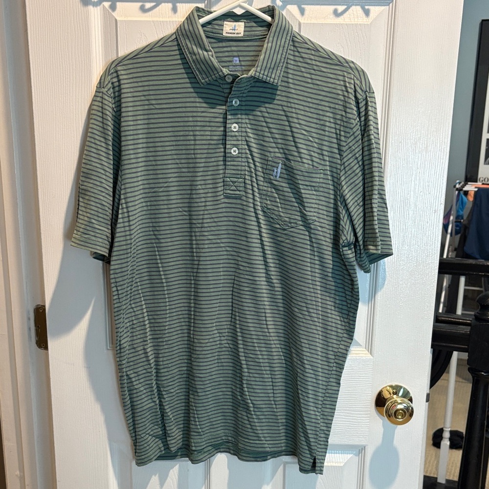 johnnie-O Olive Striped Polo Shirt